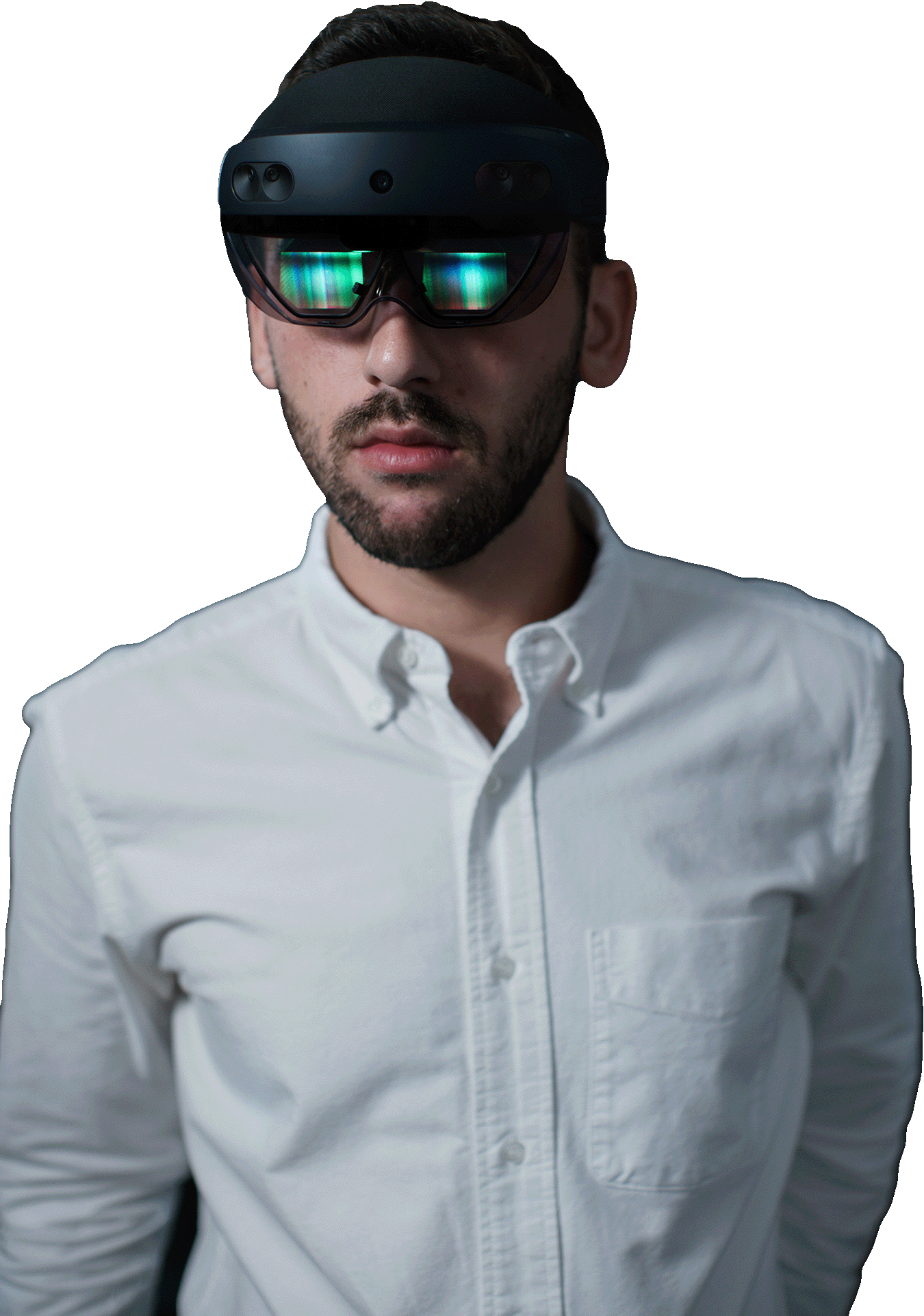 Ethan wearing a HoloLens