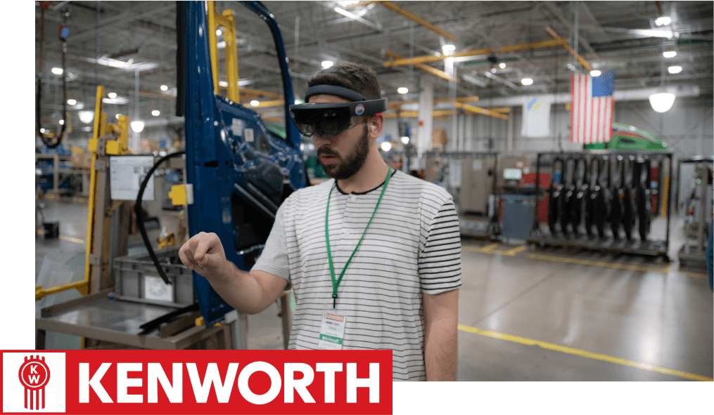 Ethan at the Kenworth truck manufacturing plant using Guides on HoloLens
