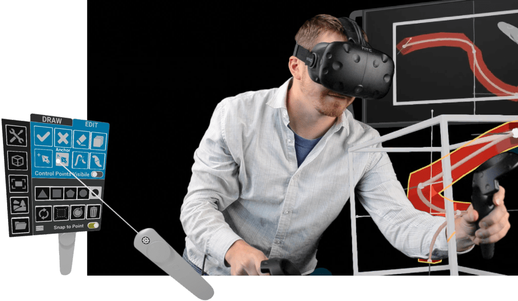 User 3D modeling using vSpline software in virtual reality